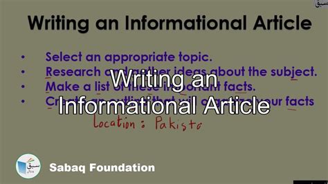 Writing An Informational Article English Lecture Sabaqpk Youtube