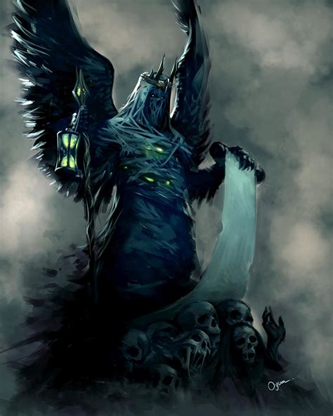 An Illustration Of A Demonic Creature With Wings And Glowing Eyes