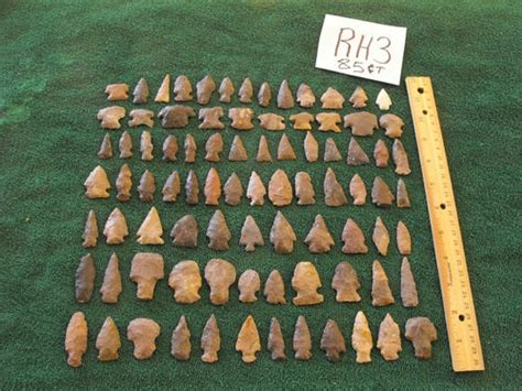 85 Pc Tennessee Arrowhead Collection Indian Artifact Lot Drills Blunts