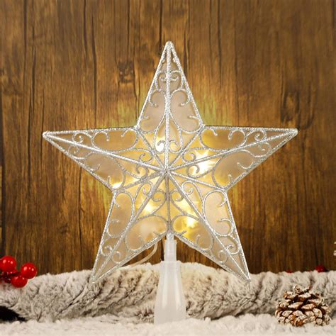 Juegoal Star Tree Topper With 10 Led Warm White Lights