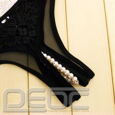 Ladies Erotic Open Crotch Pearl Beads G String Thong Knickers Underwear