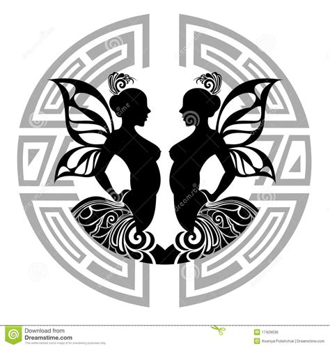 Photo About Tattoo Sign Gemini Astrology Horoscope Wheel Girl Woman