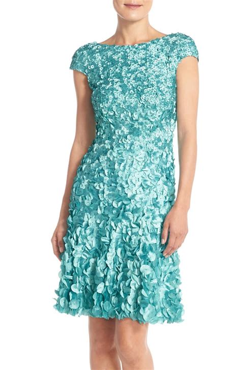 Theia Beaded Appliqué Fit And Flare Dress Nordstrom