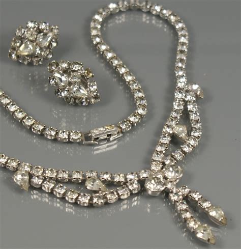 Vintage Kramer Rhinestone Necklace And Earrings Etsy