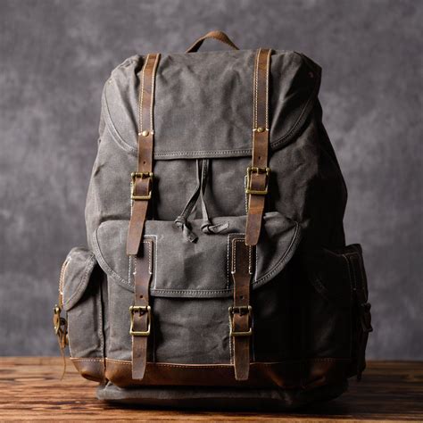 Personalized Waxed Canvas Backpack Large Travel Backpack Laptop
