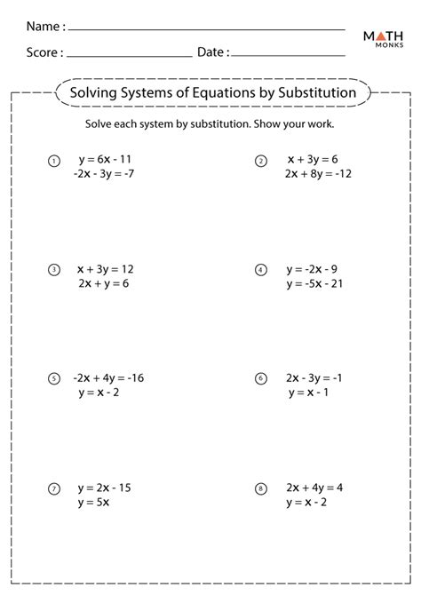 Solve By Substitution Worksheet