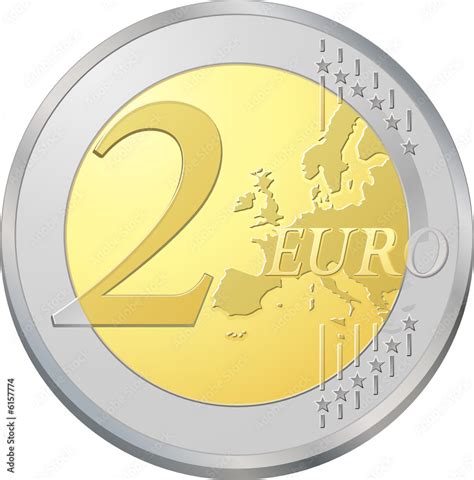 Pièce De Deux Euros Image Vectorielle Très Détaillée Stock Vector