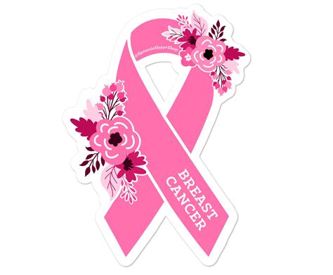 Breast Cancer Sticker Breast Cancer Awareness Stickers Floral Pink