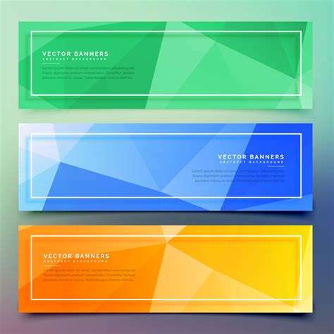 Set Of Three Geometric Colorful Banners Download Free Vector Art