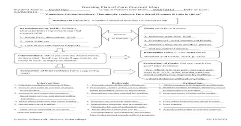 Nursing Plan Of Care Concept Map Immobility Hip Fracture Doc