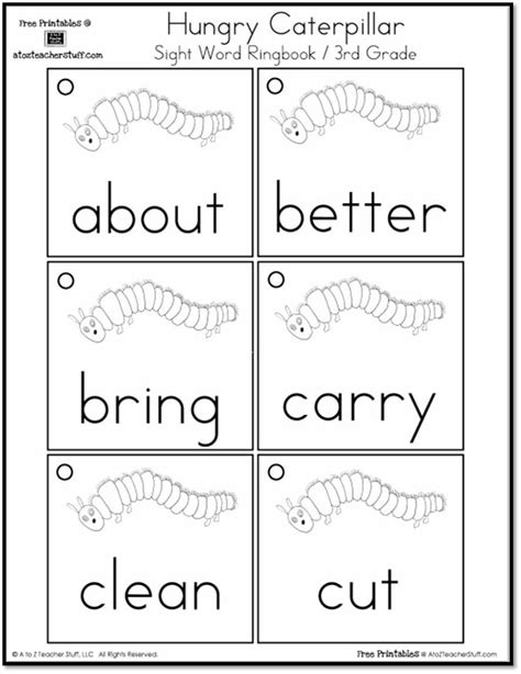 Hungry Caterpillar Sight Word Book Dolch 3rd Grade Free Printables
