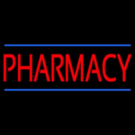 Red Pharmacy Blue Lines Neon Sign ️