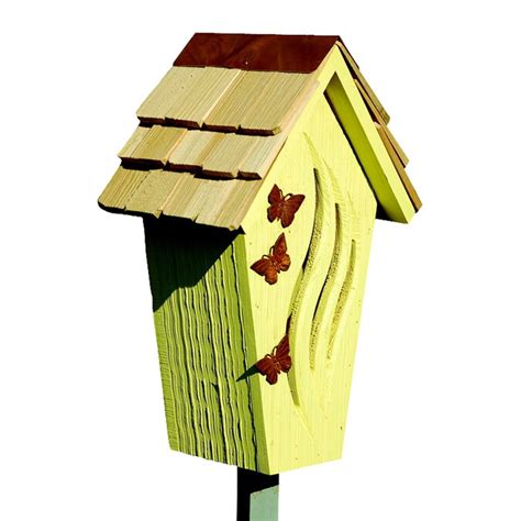 Heartwood Butterfly Bijou Post Mount Wood Butterfly House In The