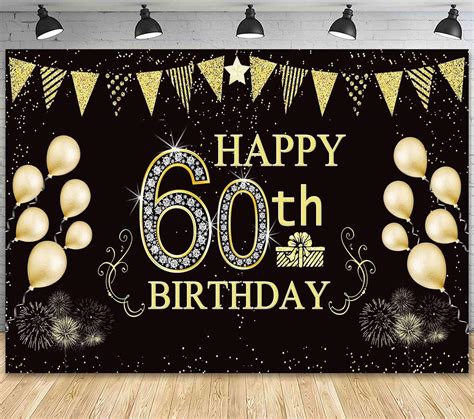 Buy Famoby 6 X 36 Ft Happy 60th Birthday Backdrop Background Banner
