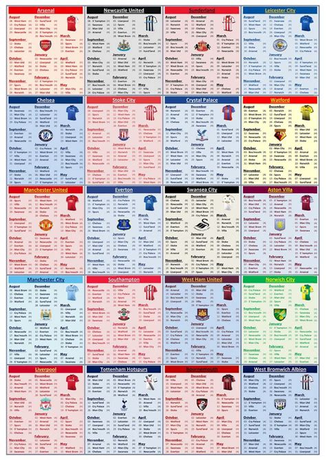 barclays premier League Fixture List 2015-16 printable ...
