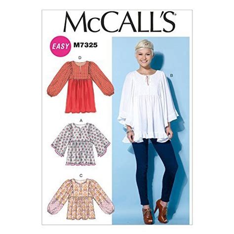 McCall S Patterns M7325 Misses Gathered Tops Tunic ZZ Large X