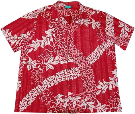 Jade Fashions Inc Men S Hawaiian Cotton Lei Day Red Aloha Shirt At