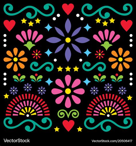 Mexican Folk Art Pattern Colorful Design Vector Image