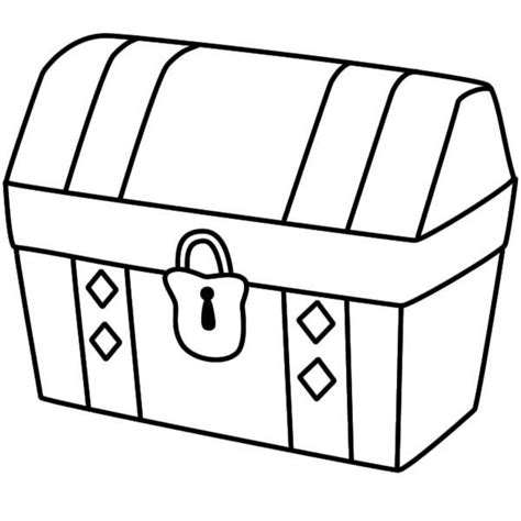 A Simple Drawing Of Locked Treasure Chest Coloring Page Treasure Chest Easy Drawings