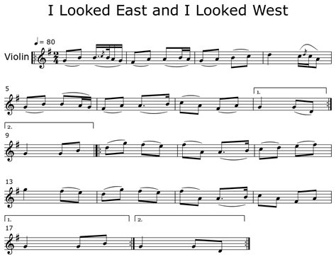 I Looked East And I Looked West Sheet Music For Violin