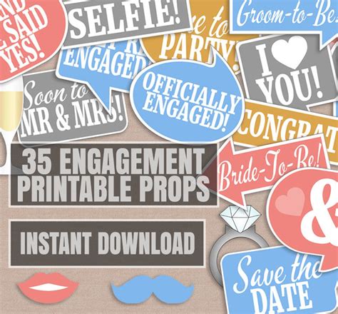 Buy 35 Engagement Photo Props Engagement Party Photo Booth Props