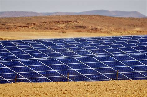 Photovoltaics In Desert Solar Power Farm In The Negev Desert Is Stock Image Image Of Farm