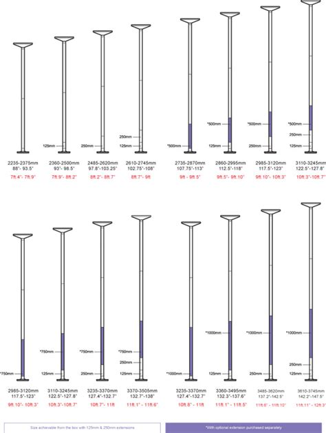 X Pole Height Chart