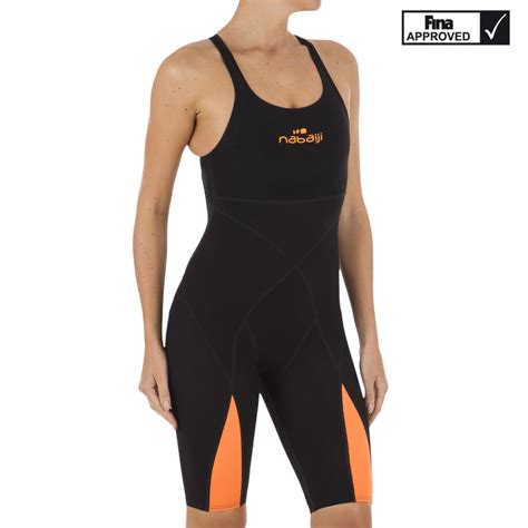 Fina Womens Swimming Competition Suit Orangeblack Decathlon