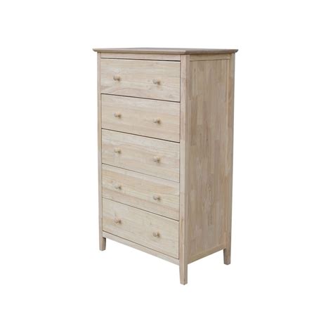 International Concepts Unfinished Chest With 5 Drawers The Home Depot