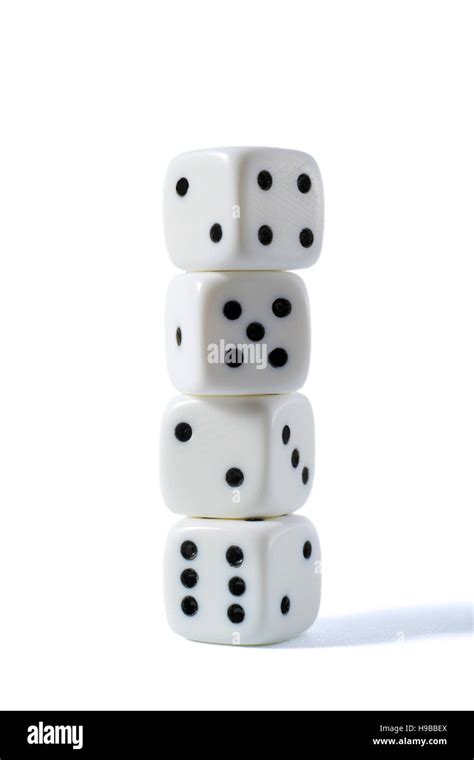 Four Dice Stacked Isolated On White Background Stock Photo Alamy