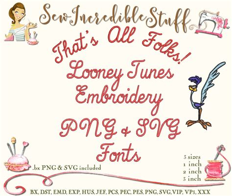 Thats All Folks Looney Tunes Script Machine Embroidery Png And Svg