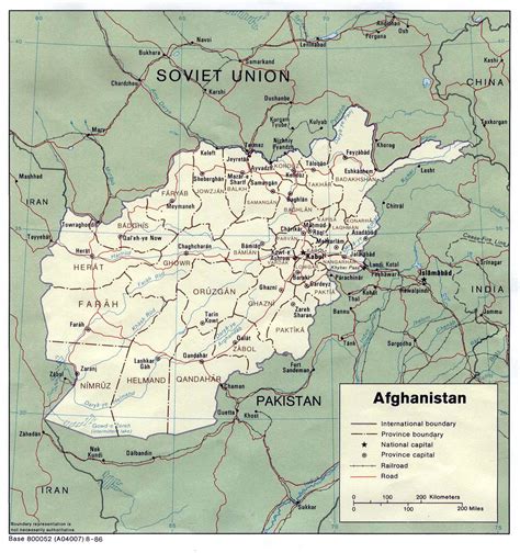 Detailed Political And Administrative Map Of Afghanistan 1986
