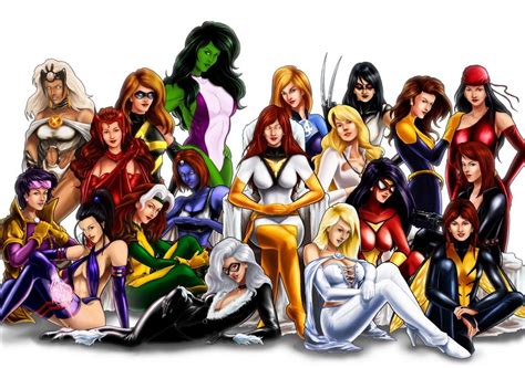 a group of women dressed up as superheros sitting next to each other in front of a white background
