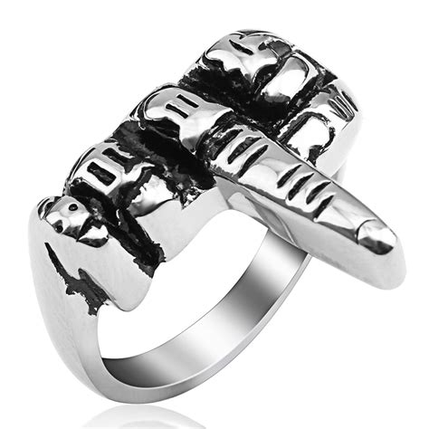 Mimeng Hip Hop Finger Titanium Ring Punk Style Ring Exaggerate Men