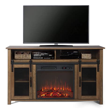 Enstver Tv Stand With Electric Fireplace Included For Tvs Up To 55 Inch