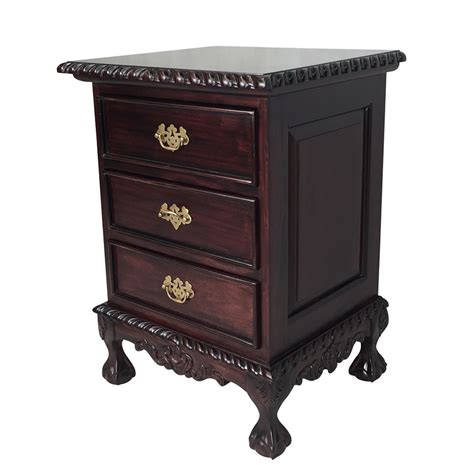 Solid Mahogany Wood 3 Drawers Bedside Table Turendav Australia