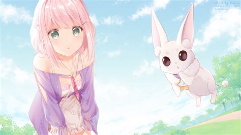 Wallpaper Anime Girls Original Characters Pink Hair Clouds Sky