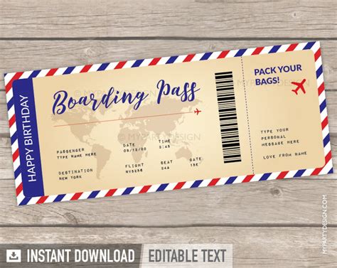 Boarding Pass Template Printable Boarding Pass Fake Plane Ticket Gift Travel Gift Flight