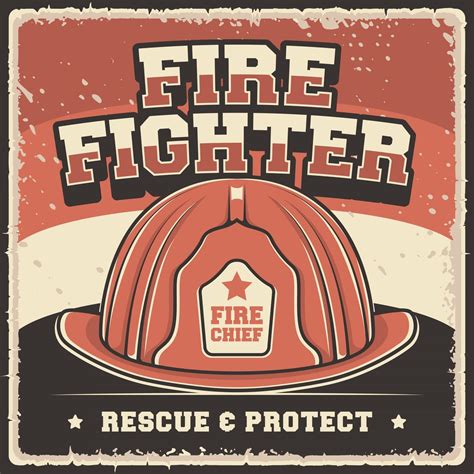 Retro Vintage Illustration Vector Graphic Of Firefighter Fire
