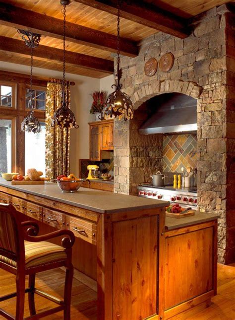 A Large Kitchen With An Island In The Middle And Wooden Cabinets On