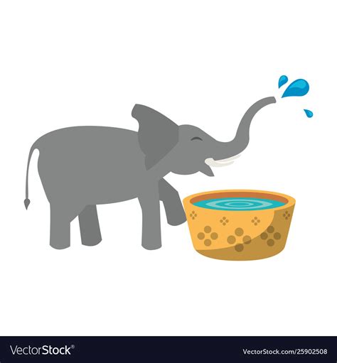 Elephant Drinking Water From Pot Cartoon Vector Image