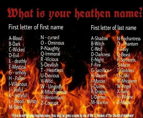 Heathen Name Funny Name Generator Funny Names Devilish