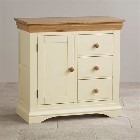 Country Cottage Natural Oak Storage Cabinet Cream Painted