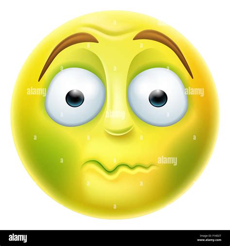Sick Looking Green Emoji Emoticon Nauseated Or About To Vomit Stock