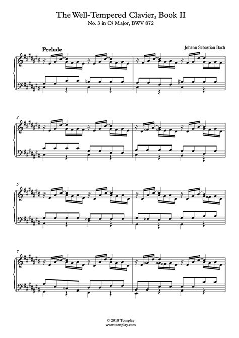 Free Sheet Music Bach Johann Sebastian Bwv 846 Prelude And Fugue In C Major Piano Solo