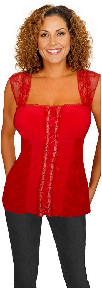 Plus Size Tops Blouses Red Lace Up Top Made In Usa Funfash