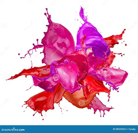 Colorful Paint Splashes Isolated On A White Background Stock Photo