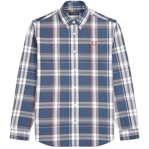 Fred Perry Mens Retro Mod Twill Check Shirt In Midnight