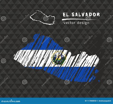 Mapa Nacional Del Vector De El Salvador Con La Bandera De La Tiza Del