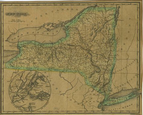 A Map Of New York From An Atlas Of The United States On An Improved